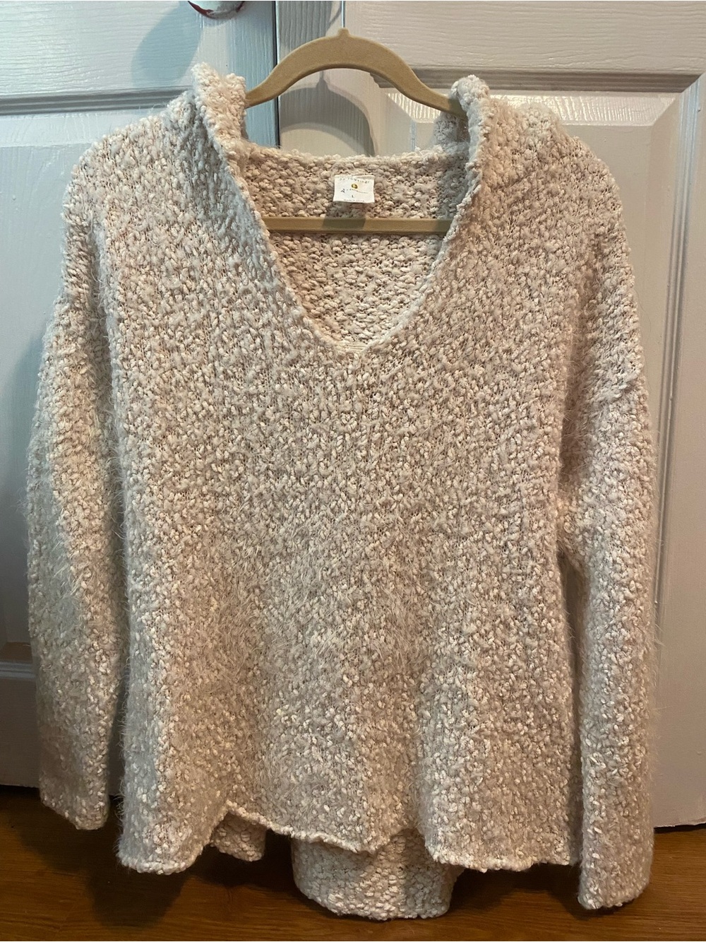 By Together Cream Textured V-Neck Sweater